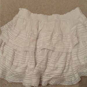 Aerie white rock n ruffle mini skirt size L